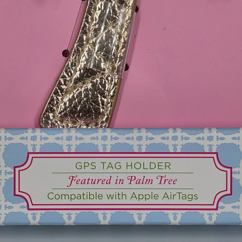 LILLY PULITZER PALM TREE GPS TAG HOLDER – AIRTAG COMPATIBLE – TRAVEL ACCESSORY